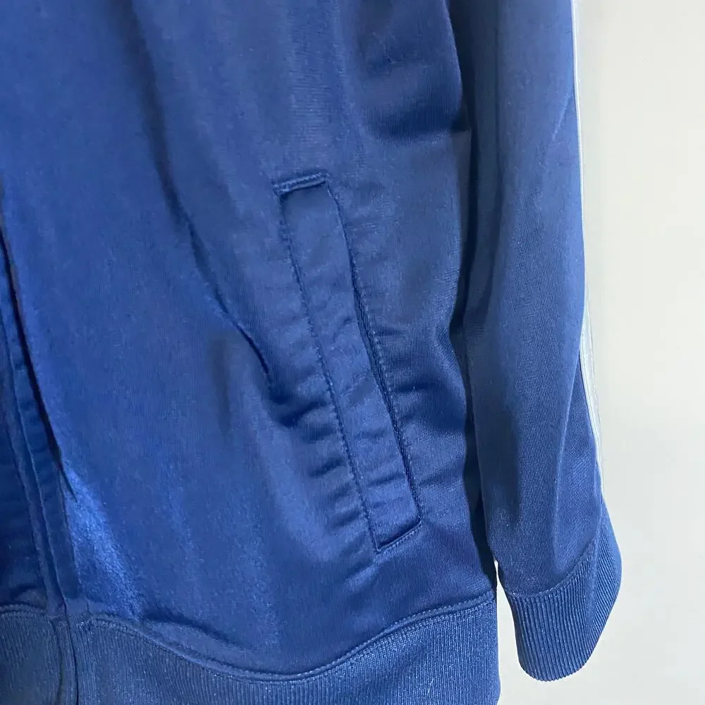 Adidas Kids Blue White Classic Track Jacket Lightweight Three Stripe Sleeve Sz 7